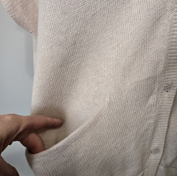 THEORY Cashmere Cotton Pale Pink Oversized Sleeveless Sweater with Pockets.Small - Picture 3 of 11